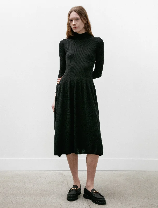 Silk Long Sleeve Dress Black