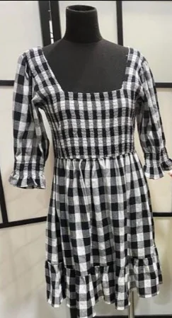 JG4420 Florence Black Gingham Dress