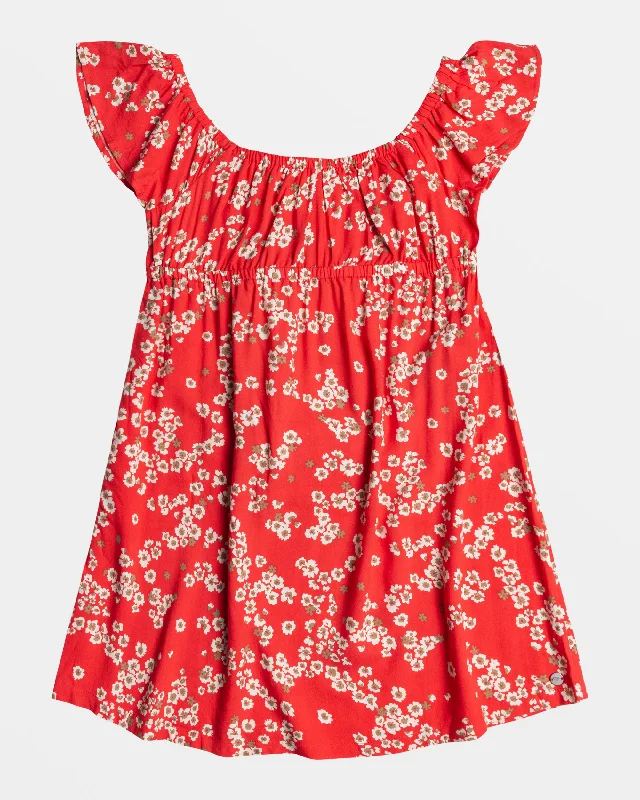 Girls 4-16 Dancing Is Done Mini Babydoll Dress - Hibiscus Margarita