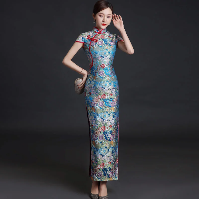 Floral Brocade Traditional Cheongsam Qipao Chinese Evening Dress