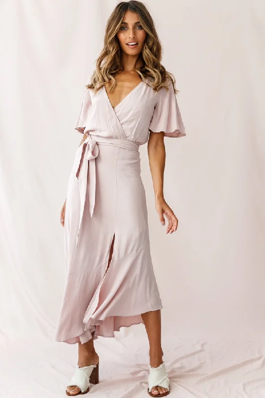 Friday Surplice Neckline Front Split Maxi Dress Mauve