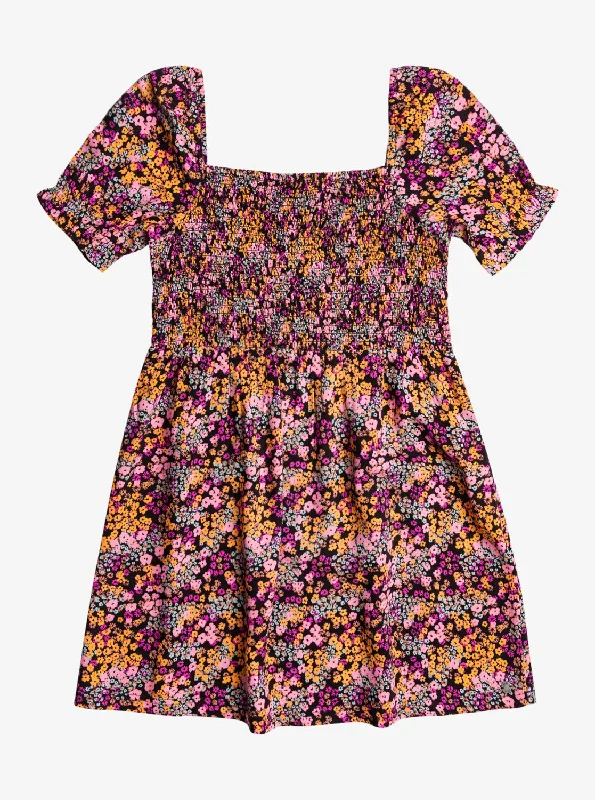 Girls 4-16 Free The Animal Short Sleeve Dress - Anthracite Floral Daze