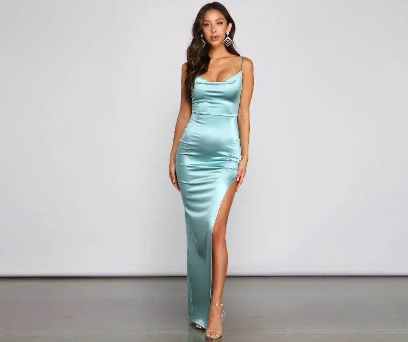 Lolita High Slit Satin Dress