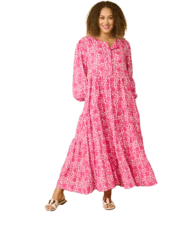 Nikkita Longsleeve Cotton Dress Printed Pattern - Pink