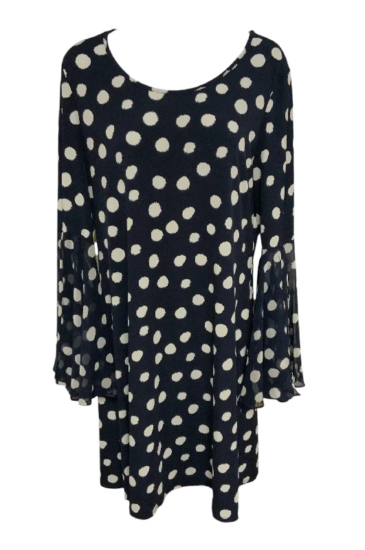 MSK Women's Dress Navy Dot L