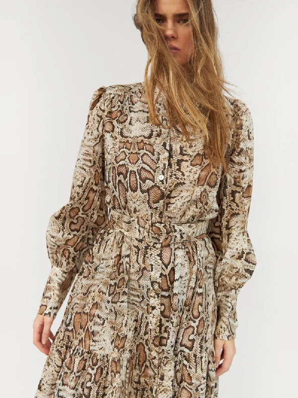 OXANA SNAKE PRINT COTTON DRESS