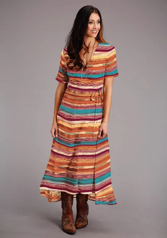 Stetson Womens Sunset Serape Multi-Color 100% Rayon S/S Dress M