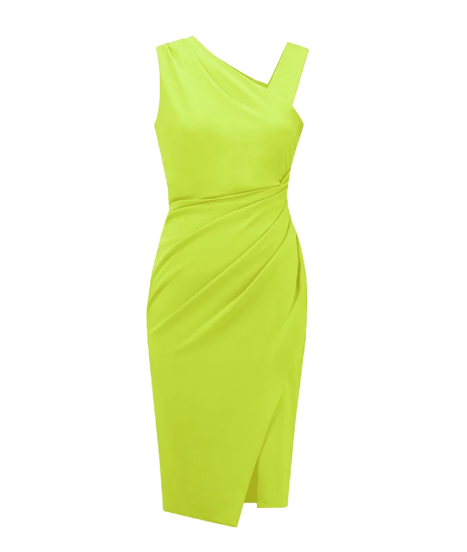 Ruched One-shoulder Dress Style - Green