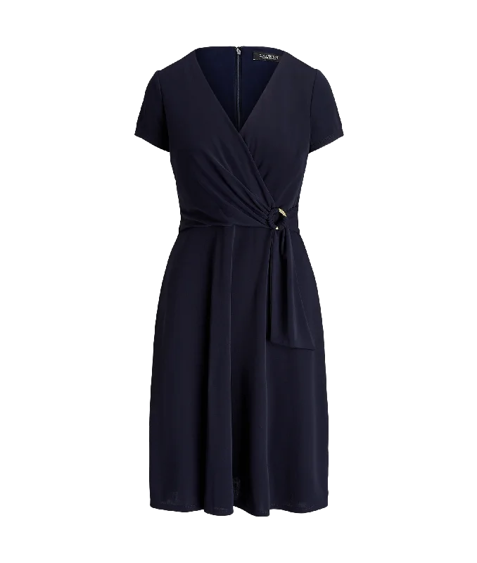 Surplice Jersey Dress - Navy