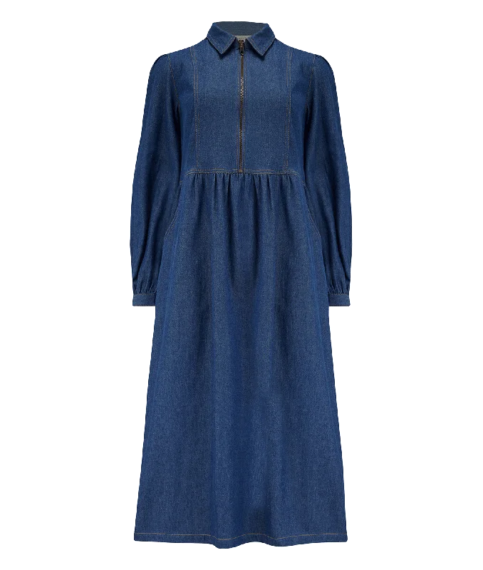 Kristy Midi Smock Dress - Blue